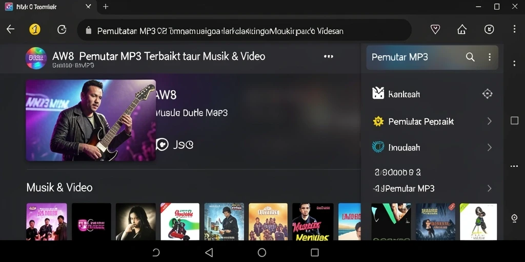 Tampilan antarmuka AW8 yang user-friendly untuk Pemutar MP3.