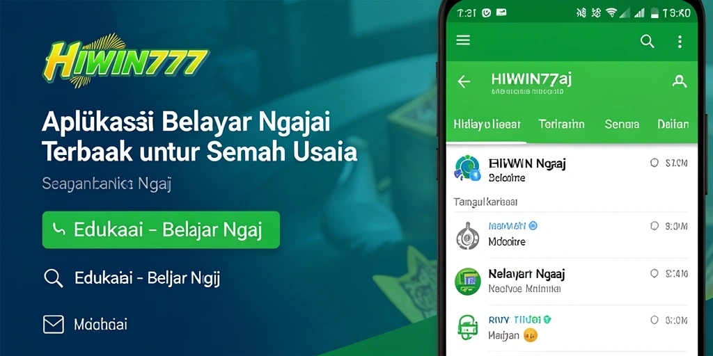 Tampilan antarmuka HIWIN777 yang menarik dan intuitif untuk belajar Ngaji.