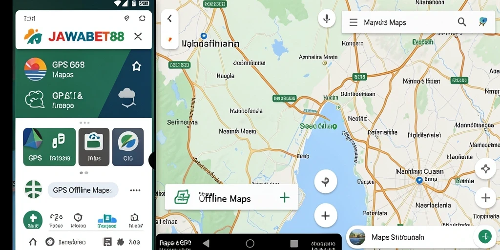 Tampilan antarmuka JAWABET88 sebagai aplikasi GPS Offline Maps.