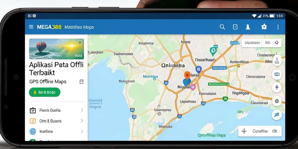 Antarmuka MEGA388 yang user-friendly untuk GPS Offline Maps.