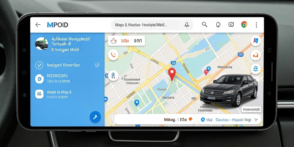 Antarmuka aplikasi MPOID menampilkan navigasi mobil yang jelas dan informatif.