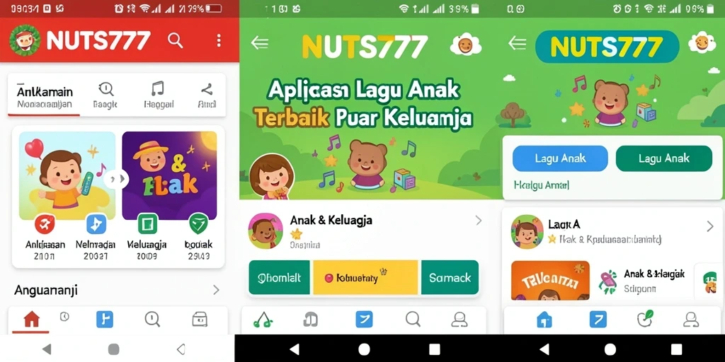 Tampilan antarmuka NUTS777 yang ramah anak dengan berbagai lagu ceria.