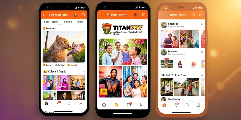Antarmuka TITAN777 menampilkan berbagai pilihan kolase foto yang menarik.