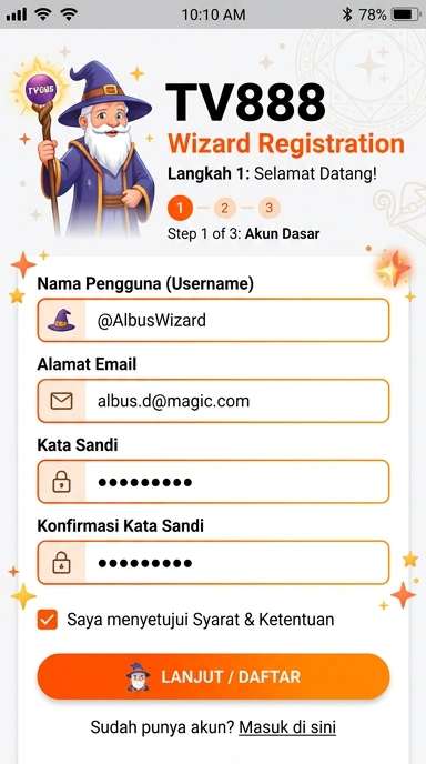 Panduan Registrasi Akun Baru tv888 untuk Android